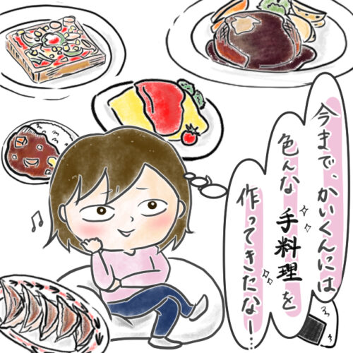 料理を回想する女性