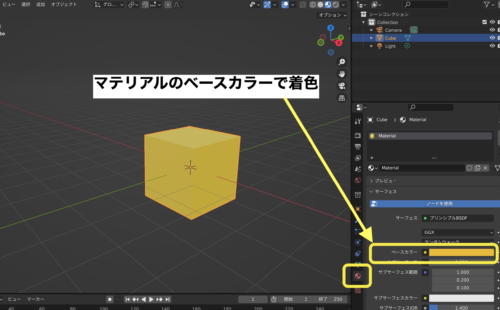 マテリアルで着色